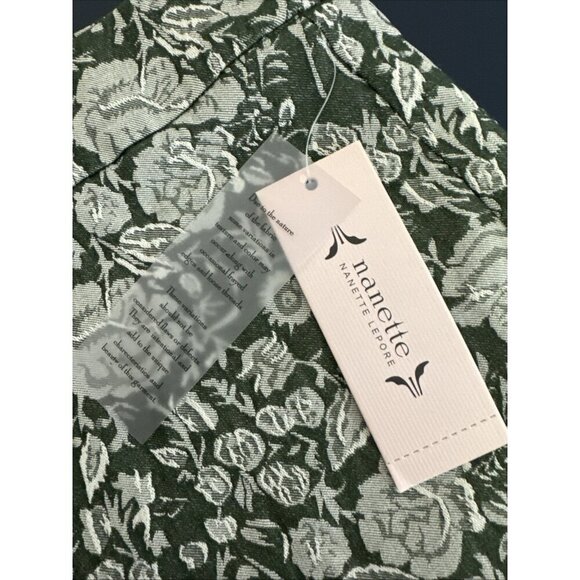 Nanette Lepore NWT Women's L Pull On Damask Shorts Green Creme - Picture 5 of 10